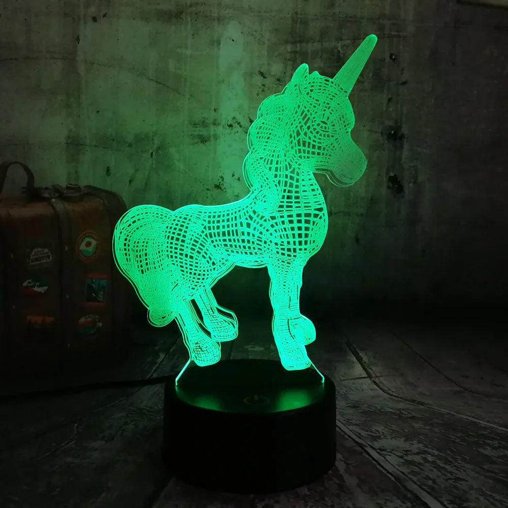 Vibe Geeks 3D Unicorn Night Light with Remote Control - USB