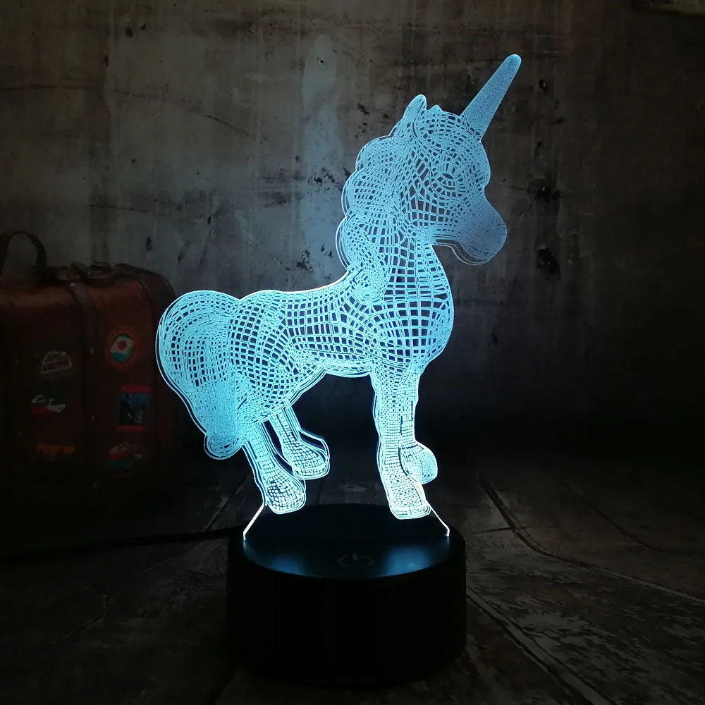 Vibe Geeks 3D Unicorn Night Light with Remote Control - USB