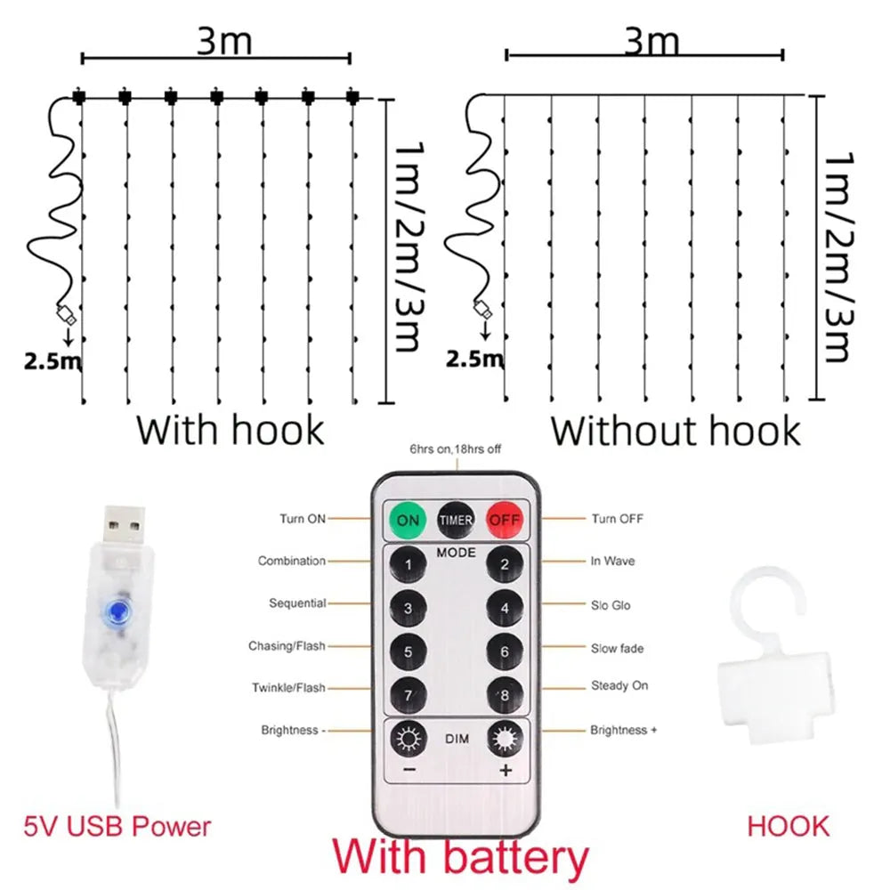 Vibe Geeks USB Powered Remote Controlled LED Light Curtain