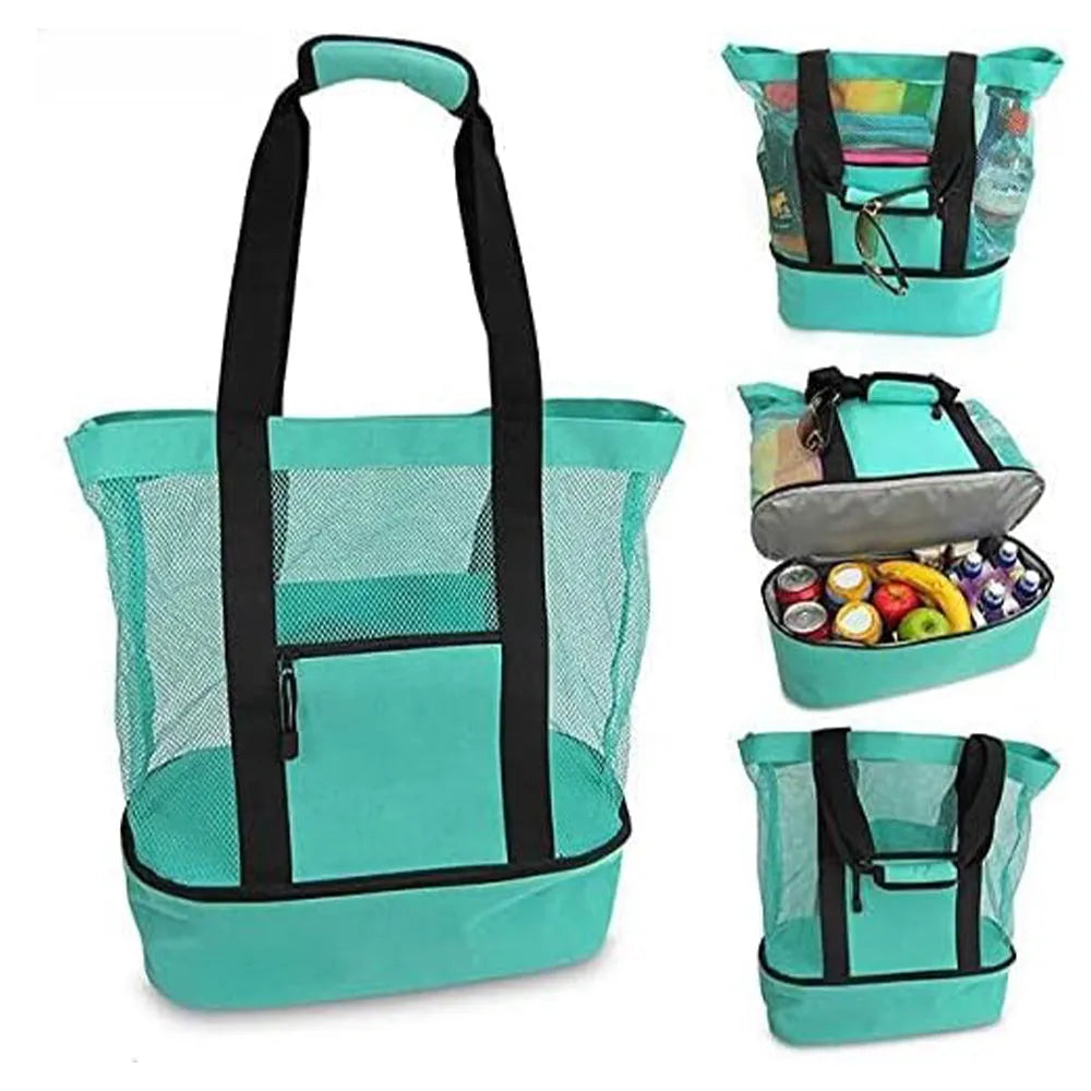 Vibe Geeks 2 IN 1Mesh Beach Tote Bag with Insulated Cooler