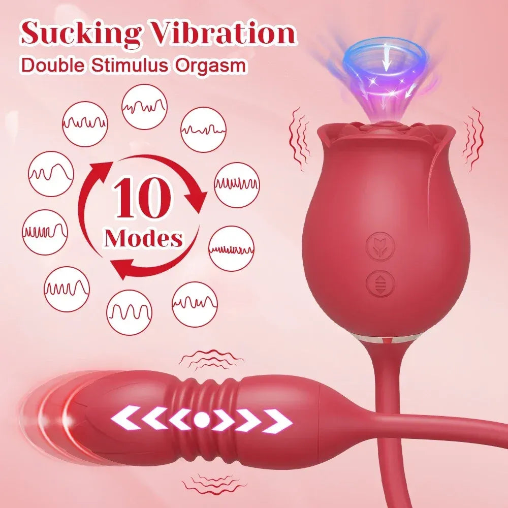 3-in-1 Rose Dildo Vibrator for Women