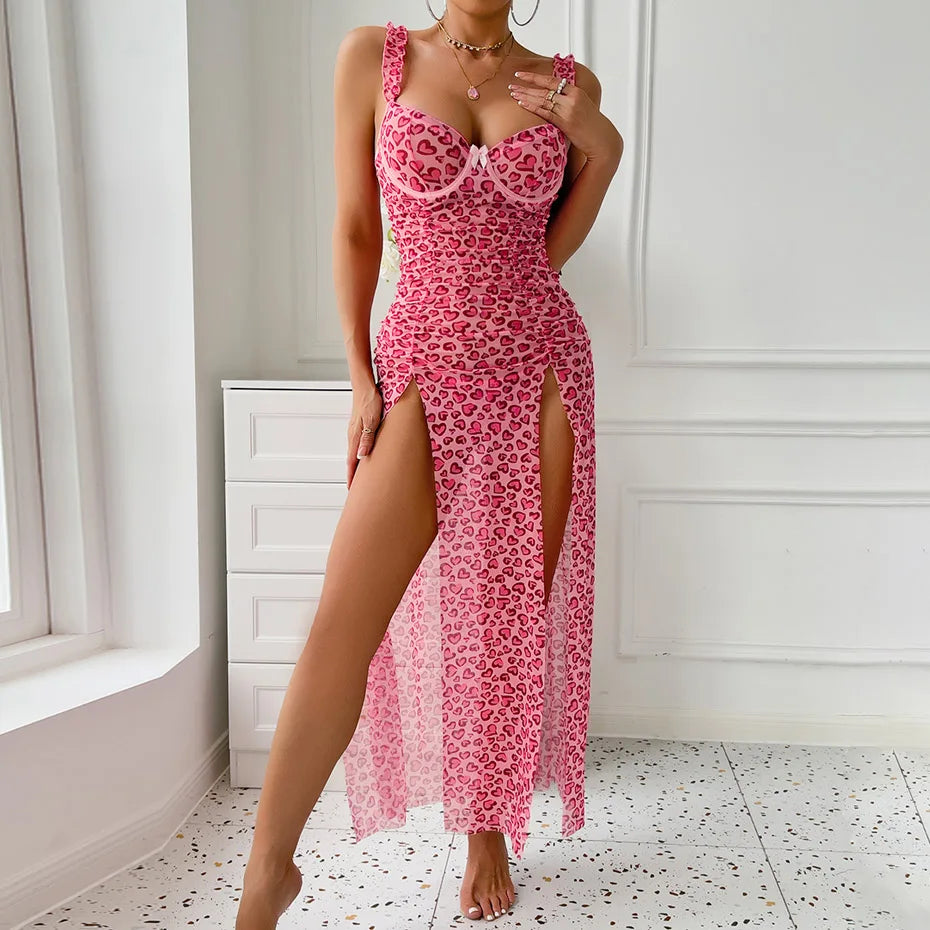 Deep V Neck Lingerie Set Alluring Babydoll Nightgown