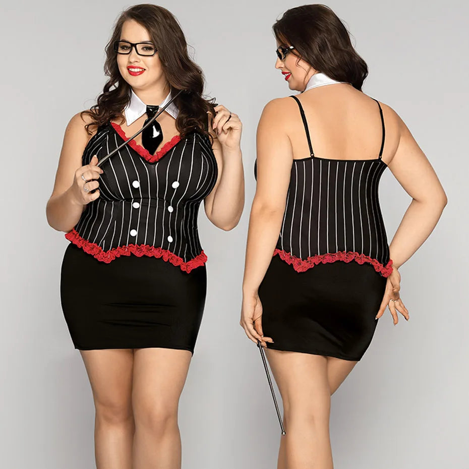 Alluring Nurse Cosplay Lingerie Plus Size Bodysuit Skirt