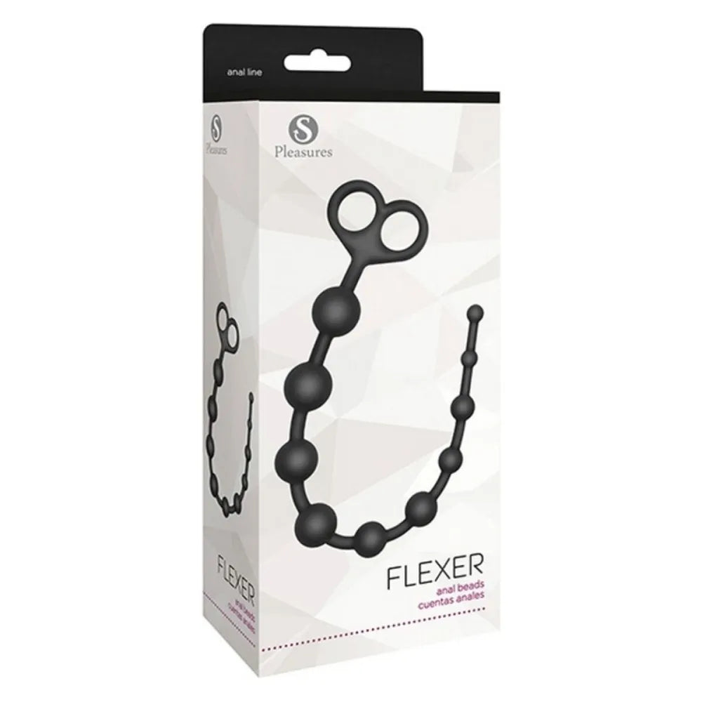 Anal Beads By S Pleasures Flexer Black Silicone