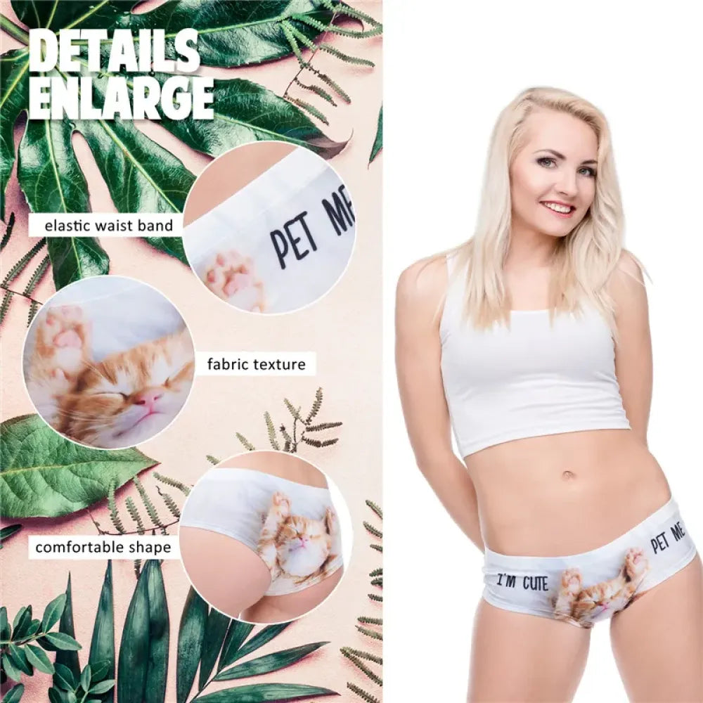 DeanFire I’m Cute Kitty Cartoon Print Sexy Panties