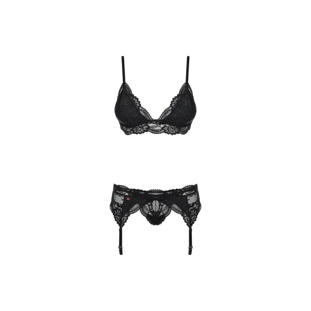 Lace Underwear Set By Obsessive 810-Seg-1 Black S/M