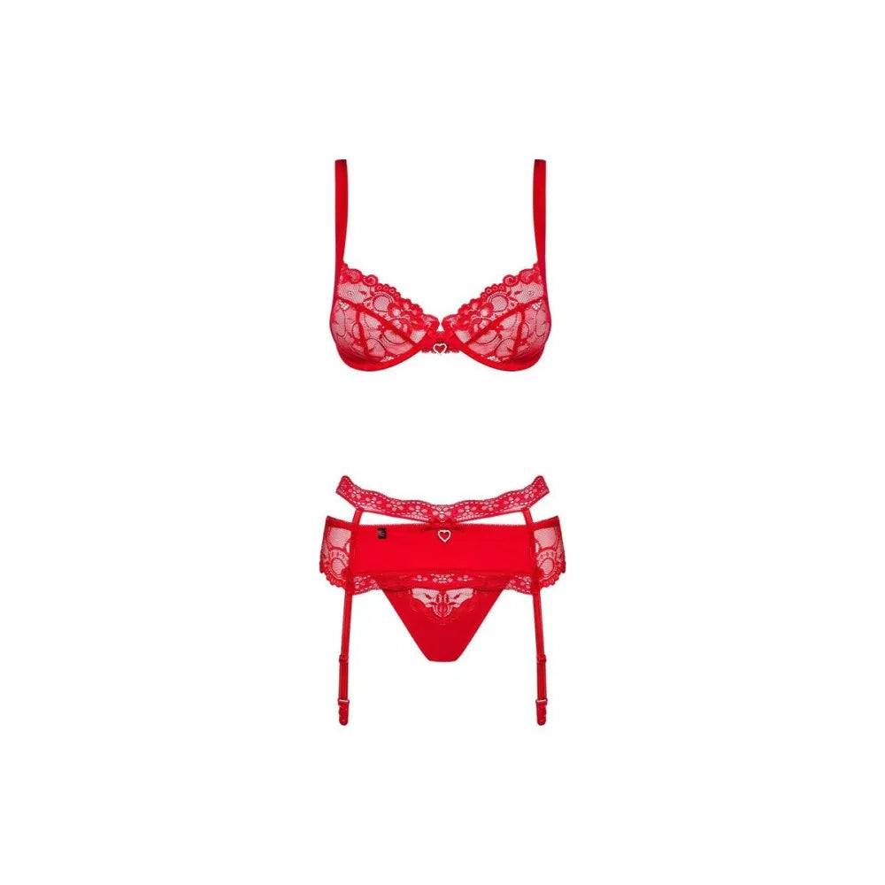 Lace Underwear Set By Obsessive Heartina Red L/Xl