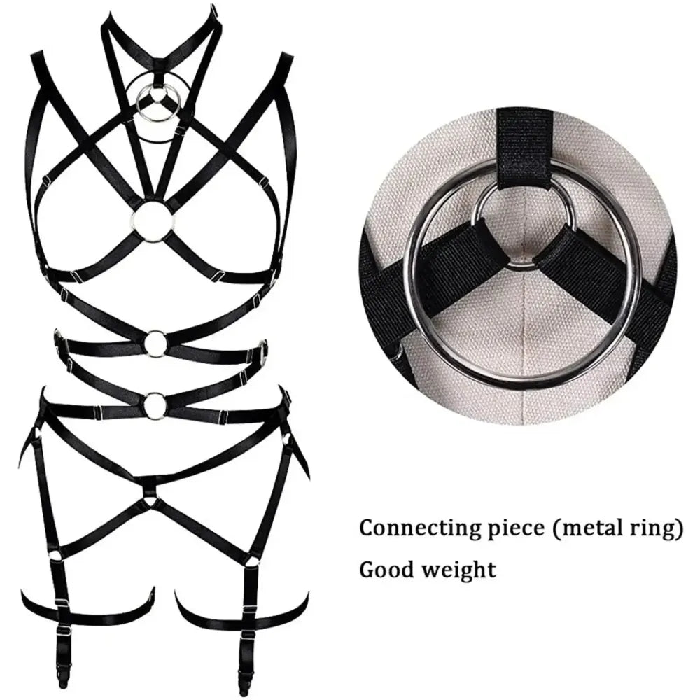Punk Pu Leather Body Waist Belt Bodysuit Bondage Body