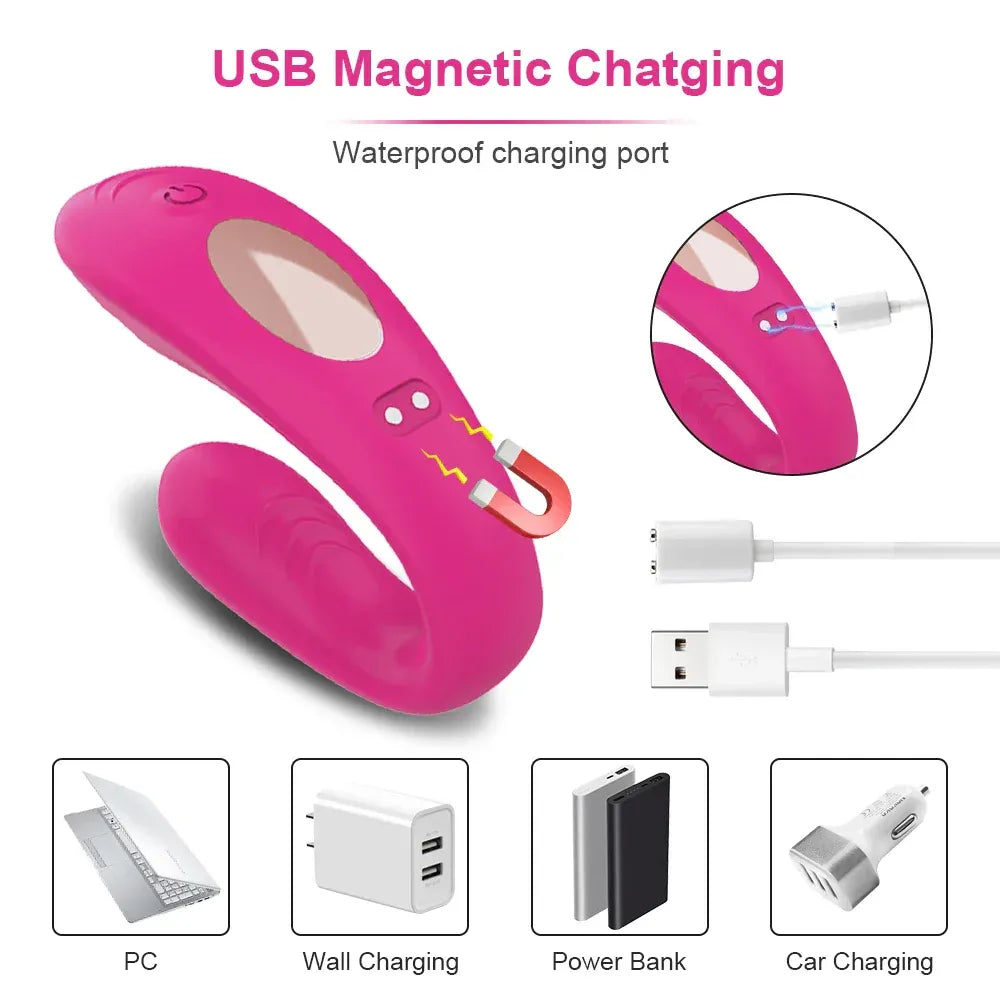 Wireless U-Shaped Dildo Vibrator for Couples